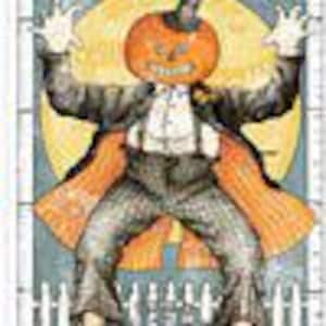 Panel de póster de Pumpkin Patch del Hombre con Cabeza de Calabaza de Halloween de 1881 de Vintage Advertising PD14570 de Riley Blake. Vendido por panel.