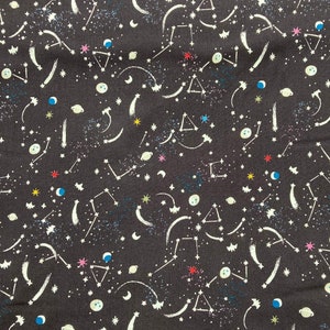 Constallations and Milky Way, Glow In the Dark, from Riley Blake, Select Length in Half Yard Increments, Continuous Cut