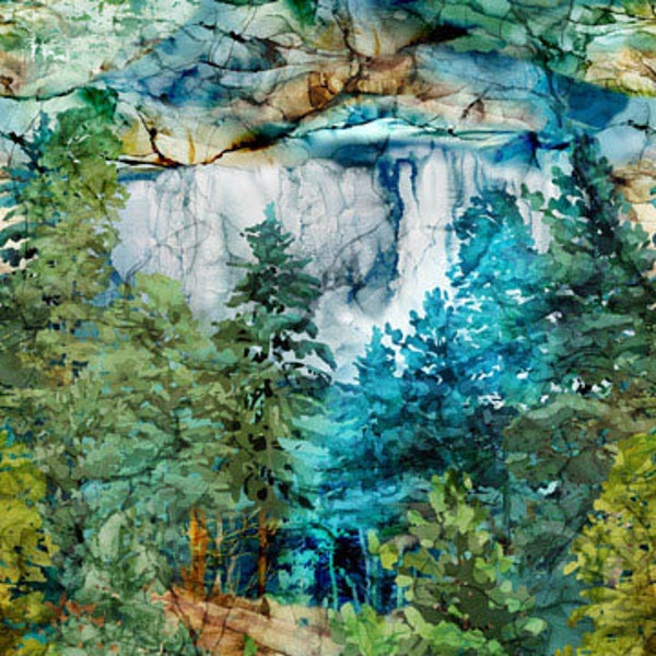 Cedarcrest Falls Distant Scenic View Cut as a Quilting Panel 44" x 28"  Yardage DP26906-66 by Deborah Edwards & Melanie Samra of Northcott