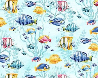 Poisson tropical des récifs coralliens de différentes tailles, bleus, bleus, jaunes et roses, vendu par 1/2 mètre par Northott
