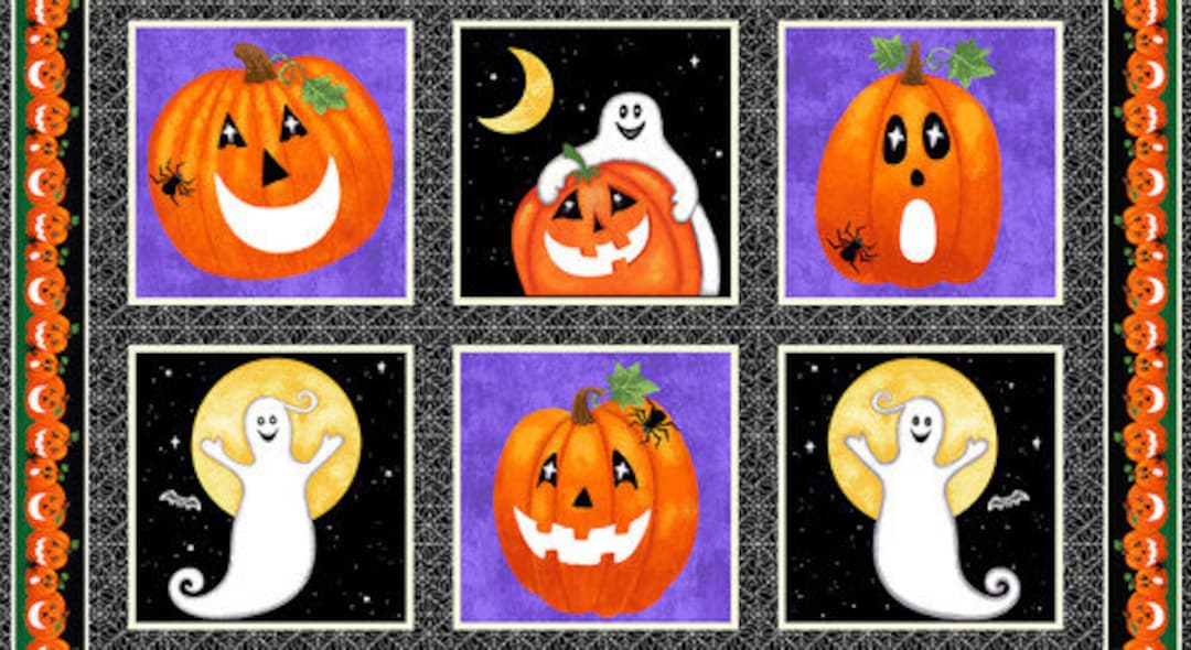 Panel: Spooky Friends Glow in the Dark Whimsical Halloween 6 Block ...