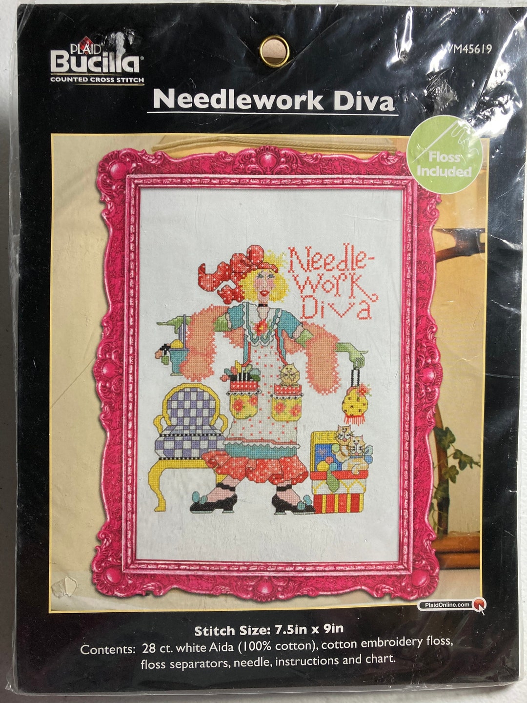 Needlework Diva Whimsical Cross Stitch Kit WM45619 From Bucilla by Alma