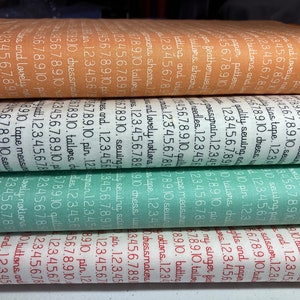 Words to Sew By Small Print in Four Colors from Moda Sold in Half Yard Increments from the Bolt