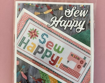 Sew Happy! Counted Cross Stitch Kit on 14 Count Aida with DMC Floss, Pattern by Lori Holt