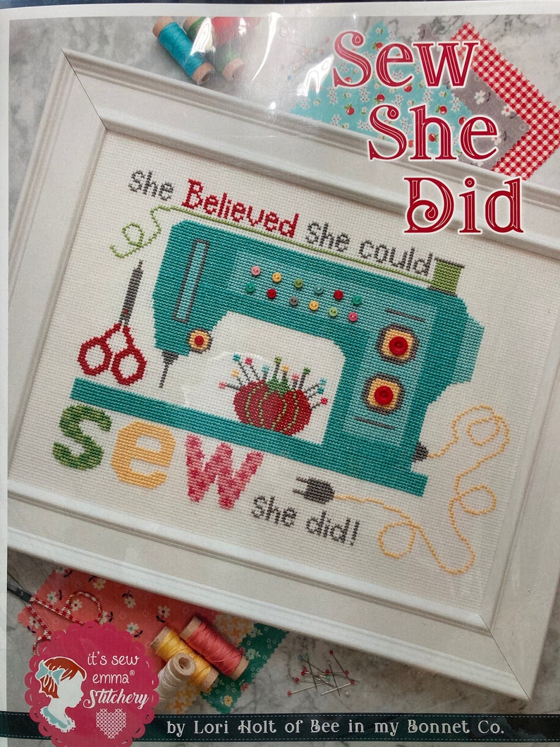 Sew She Did Counted Cross Stitch Kit Design by Lori Holt Etsy