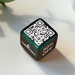 Anpassade QR-kod D6-tärningar eller företagslogotyp/sociala medier, personifiera 1 eller alla 6 ansikten med matmeny/appar, företagspresent, presentkort