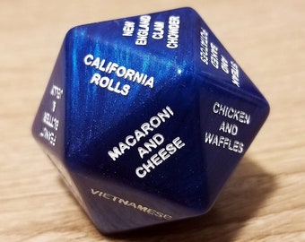 Custom Food Dice D20, Foodie, Movie, Activity, DnD, Date Night, Birthday/Anniversary, Personalized Gift, Stocking stuffers, Mother&#39;s Day