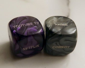 Custom Movie D6 Dice, TV series/Streaming Dice, Movie and Date Night, Birthday/Anniversary, Personalized Gift, Mother&#39;s Day