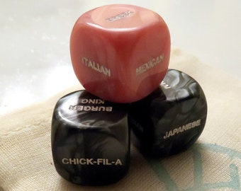 Custom Food Dice, Custom Engraved D6, Foodie gift, Birthday Gift, Gift for her, Date Night, Unique Christmas Gift for men, Mother&#39;s Day