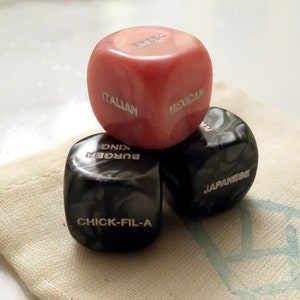 Custom Food Dice, Custom Engraved D6, Foodie gift, Birthday Gift, Gift for her, Date Night, Unique Christmas Gift for men, Mother's Day