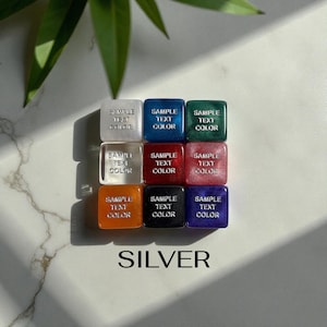 Custom Dice, Large 22mm Activity Dice: Personalized D6, Engrave on all 6 faces, Date Night Silver Metallic