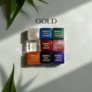 Custom Dice, Large 22mm Activity Dice: Personalized D6, Engrave on all 6 faces, Date Night Gold Metallic