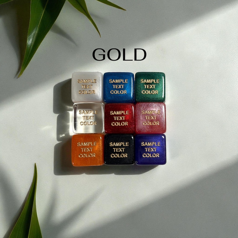 Custom Dice, Large 22mm Activity Dice: Personalized D6, Engrave on all 6 faces, Date Night Gold Metallic