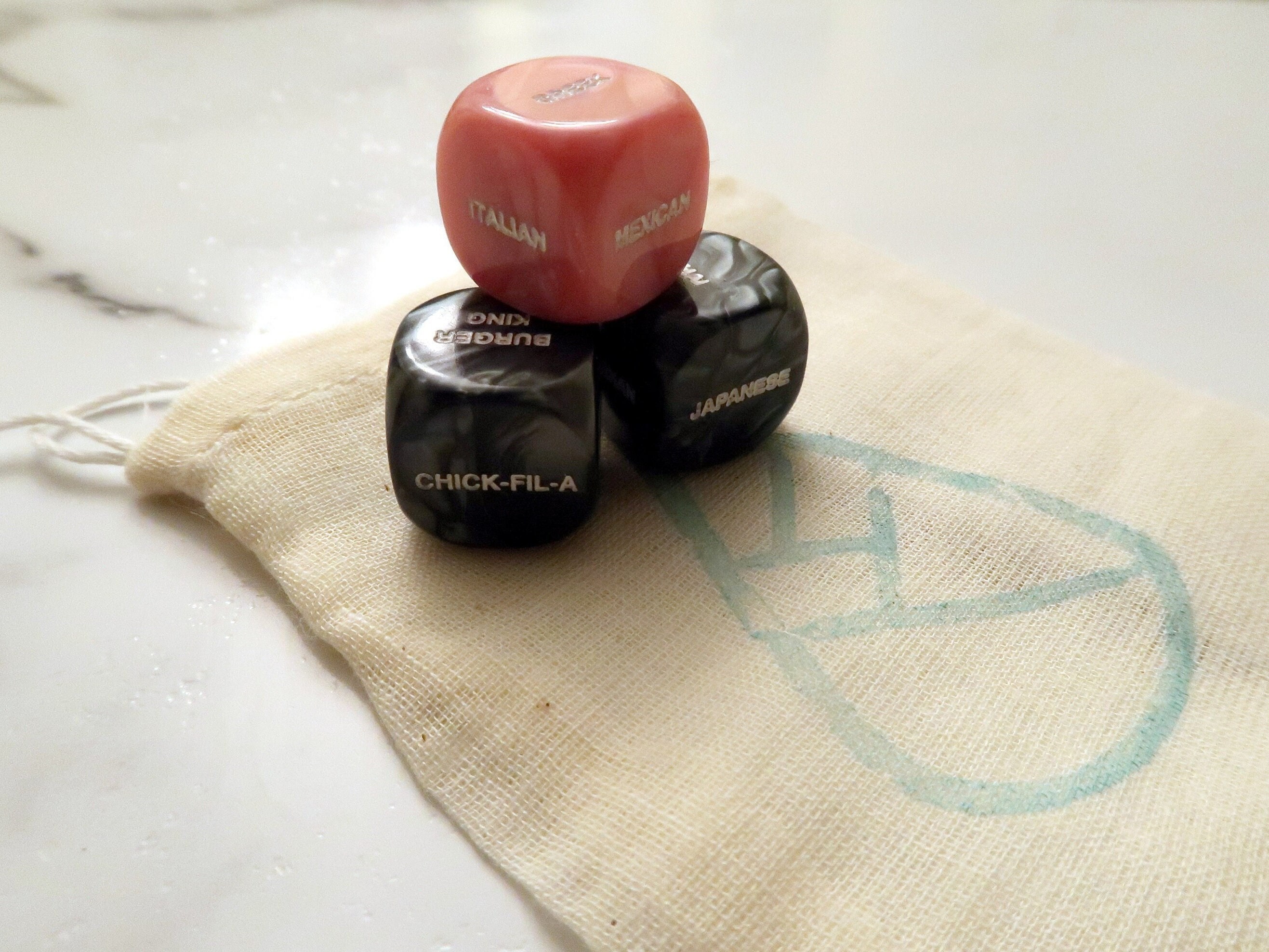 Custom Food Dice, Custom Engraved D6, Foodie gift, Birthday Gift, Gift for her, Date Night, Unique Christmas Gift for men, Stocking stuffers