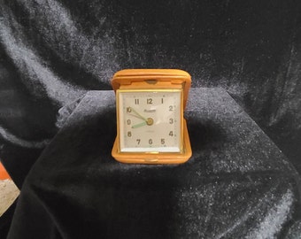 1960s Canadian Market Forestville Clamshell Traveling German Alarm Clock (Working)
