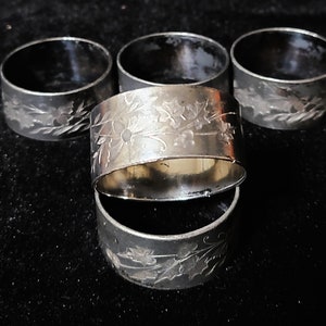 5 Matching Victorian Solid Silver Napkin Rings