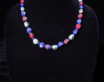 Antique Matte Crumb and Eye Venetian Millefiori African Trade Bead Necklace (late 1800’s – early 1900’s)