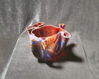 ヴィンテージ ムラーノ スタイル 手吹きガラス ハンカチ花瓶 - Etsy 日本