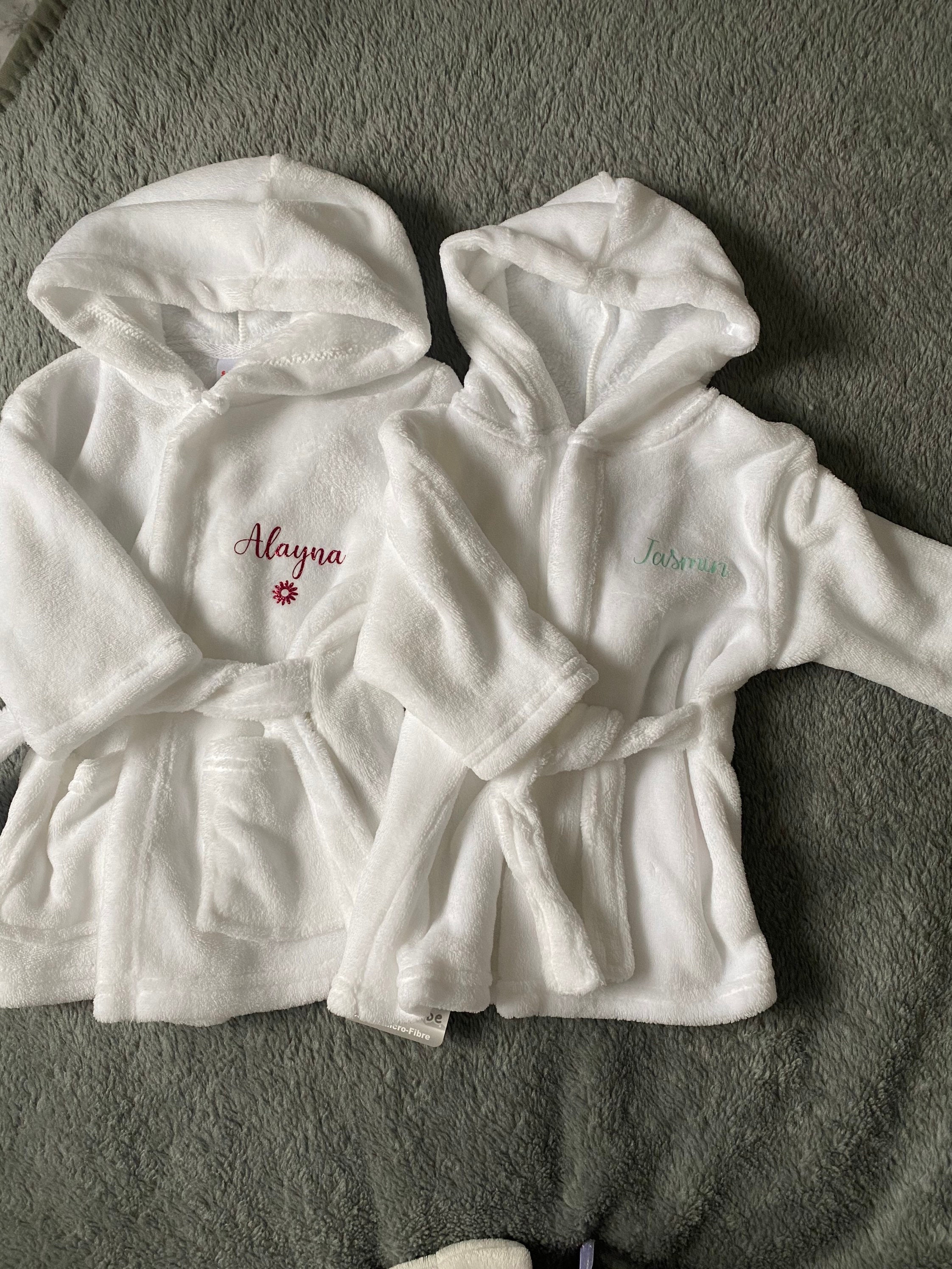 Personalised baby / kids super soft white dressing gown ages Etsy