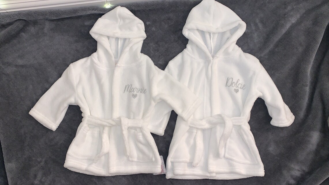 Personalised baby / kids super soft white dressing gown ages Etsy