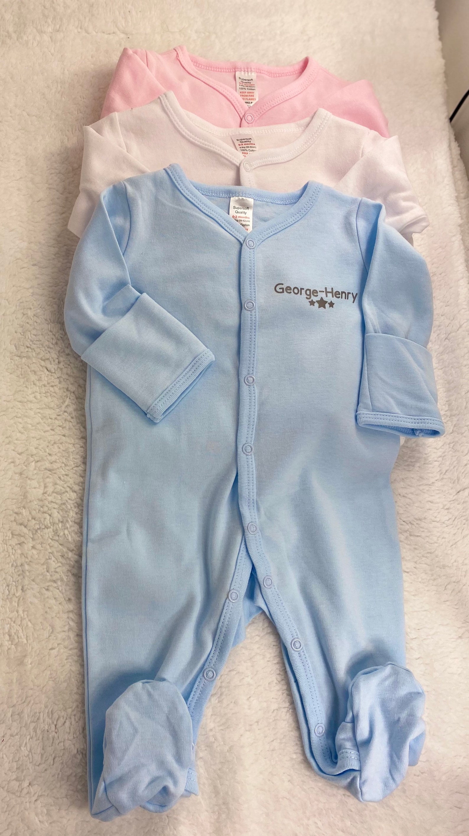 Personalised Sleepsuits/ all in one/baby grow in pink/ white Etsy