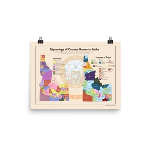 Idaho USA County Name Etymology Poster