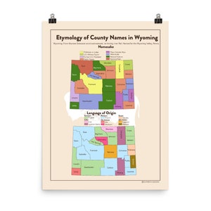 Wyoming USA County Name Etymology Poster