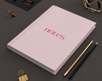 Hardcover Ruled Journal - Pastel Pink Notebook - Lined Notebook - Aesthetic Notepad - Simple Clean Diary