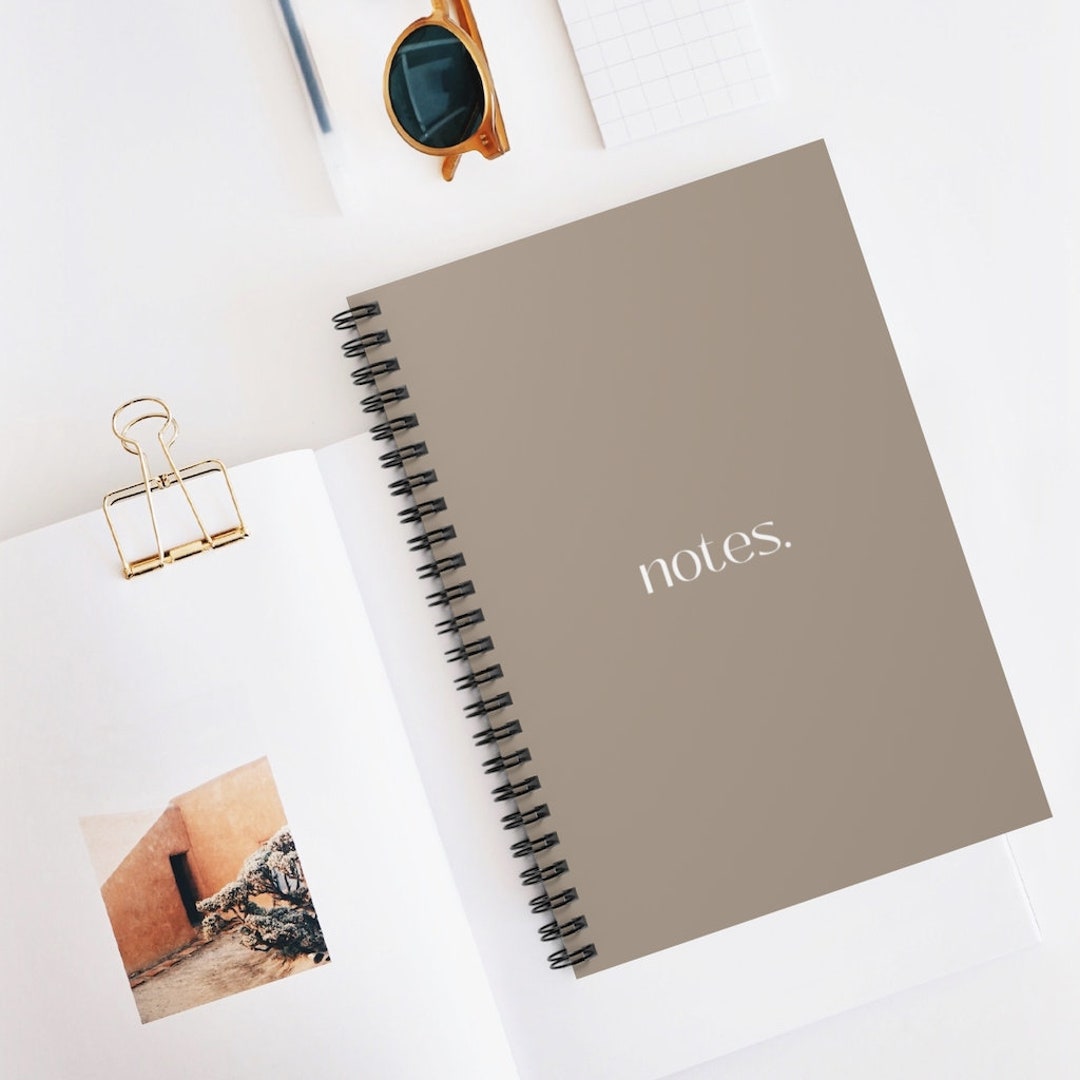 Brown Neutral Spiral Notebook - Ruled Line Notebook - Fun College Ruled ...