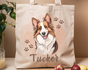 Custom Pet Tote Bag, Personalized picture pet tote bag, Custom Dog Tote Bag, Customized Dog Tote - Custom Dog Lover's Gift Cotton Tote Bag