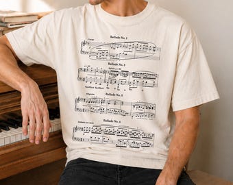 Chopin Musical Notes Shirt, Classical Music Comfort Colors Tee, Vintage Chopin Inspired Shirt, Poetry Without Words