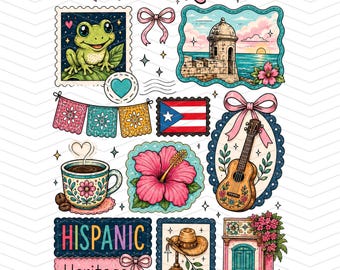 Puerto Rico Hispanic Heritage Month PNG / SVG Design. (Digital Dowland)