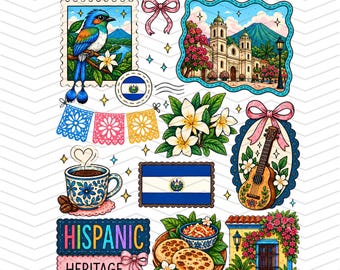 El Salvador - Hispanic Heritage Month PNG / SVG Design. (Digital Dowland)