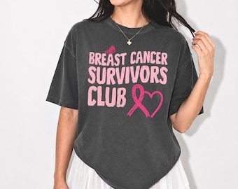 Breast Cancer Survivor Shirt, Breast Cancer Survivor Gift, Breast Cancer Survivors Club Tee, Cancer Recovery Gift, Pink Ribbon Shirt