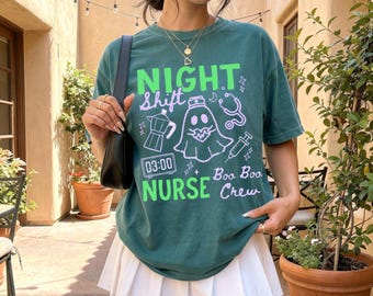 Night Shift Nurse Boo Boo Crew Halloween Shirt, Funny Halloween Night Shift Nurse Tee, Nursing Life Shirt, Gift for Nurse, Ghost Nurse tee