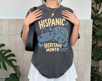Hispanic Heritage Month Teacher Shirt Comfort Colors, Chameleon Mexican Folk Art Graphic Tee, Spanish Teacher Gift, Celebrating Cultura tee