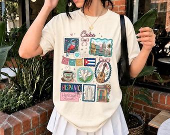 Hispanic Heritage Month, Cuba, Mexico, Costa Rica, Dominican Republic,El Salvador, Spain and Puerto Rico, Kids / Adult Comfort Colors Shirts