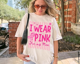 Custom Breast Cancer Awareness Shirt Comfort Colors, Breast Cancer Support T-Shirts, Matching Family Breast Cancer Support Tee, I Wear Pink