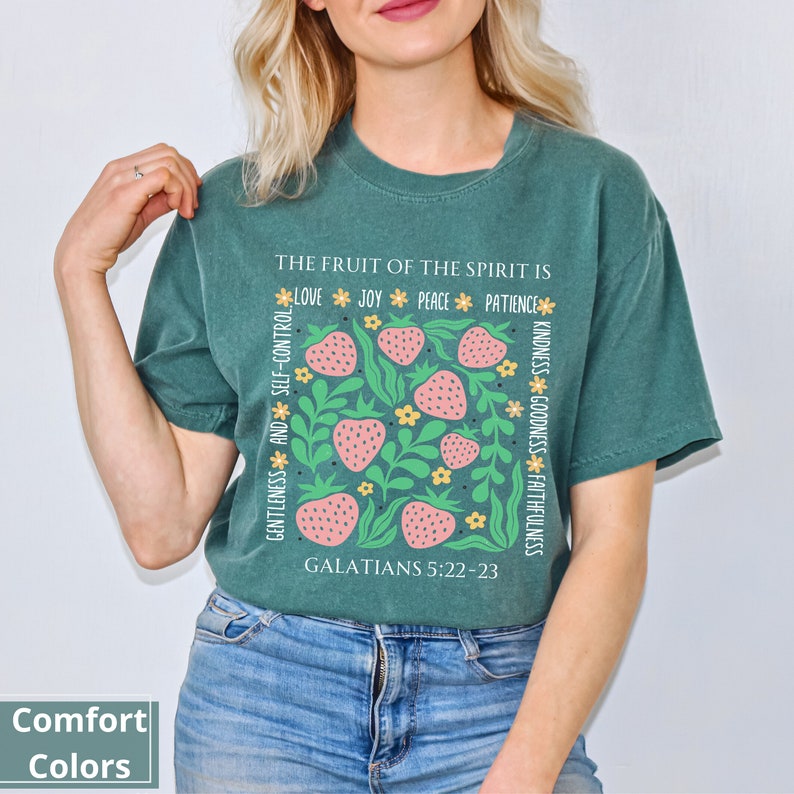 Boho Christian Strawberry Shirt Fruits of the Spirit Bible Verse Shirt ...