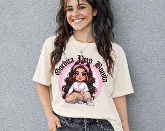 Gordita Pero Bonita Shirt, Chicana Chibi Graphic Tee, Funny Latina T-Shirt, Cute Hispanic Pride Top, Chicana Chola shirt, Latina Mom shirt