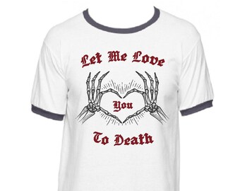 Valentine Creepy Cute Pastel Goth Gothic Edgy Alternative Egirl Let Me Love You To Death Skeleton Bone Heart Hands Racerback Crop Top Tank