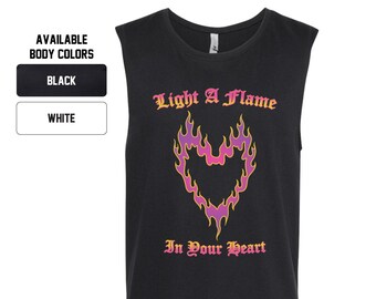 Light A Flame In Your Heart Muscle Tank | Alternative Clothing Edgy Clothing E-Girl Aesthetic Clothing Nu Goth Streetwear Sleeveless Shirt