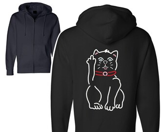 cat with middle finger hoodie