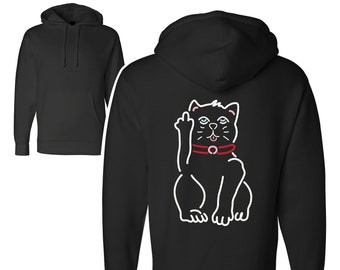 pix Middle Finger Cat Hoodie etsy