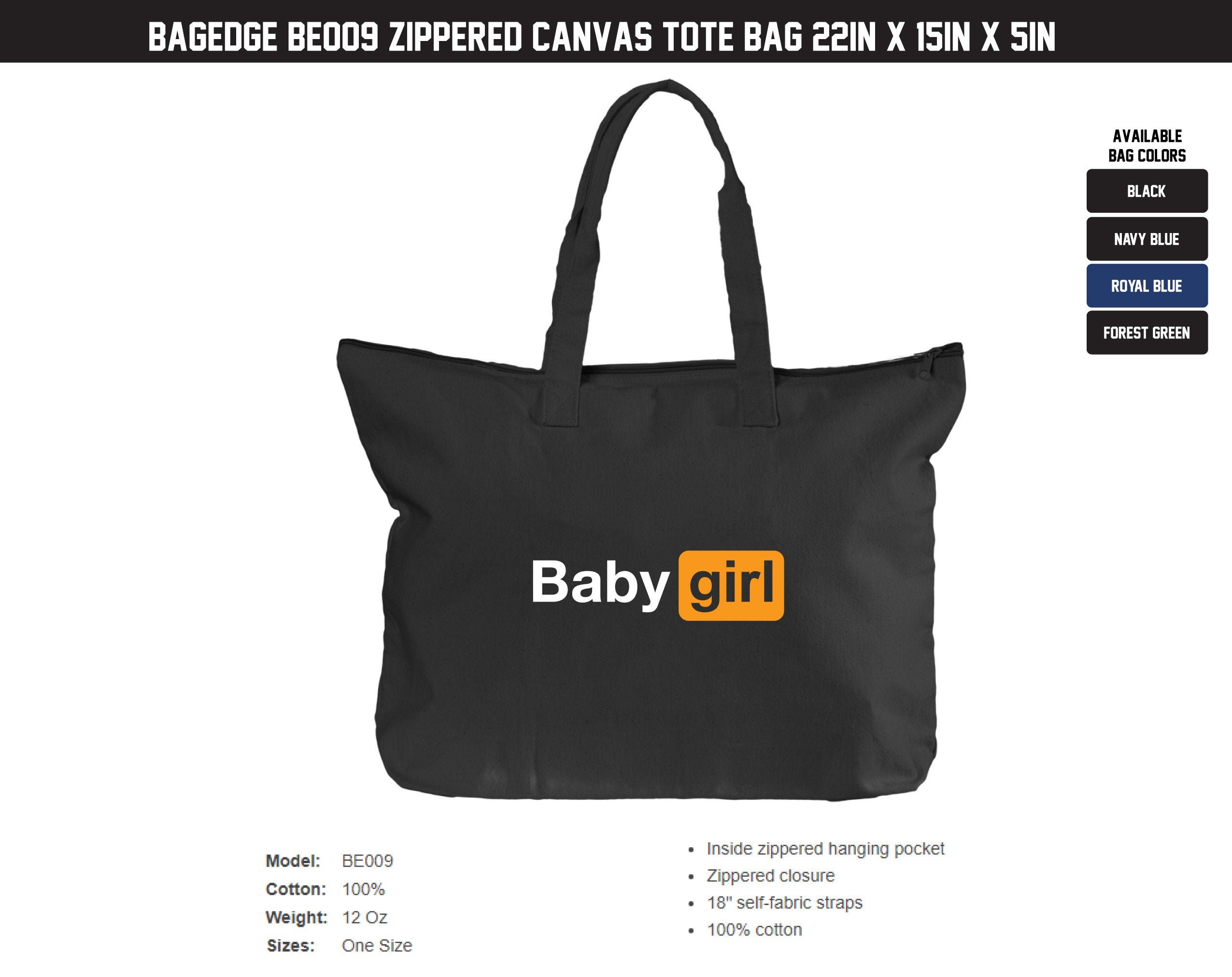 Baby Girl Porn Logo Zippered Canvas Tote Bag NSFW DDLG BDSM - Etsy Finland