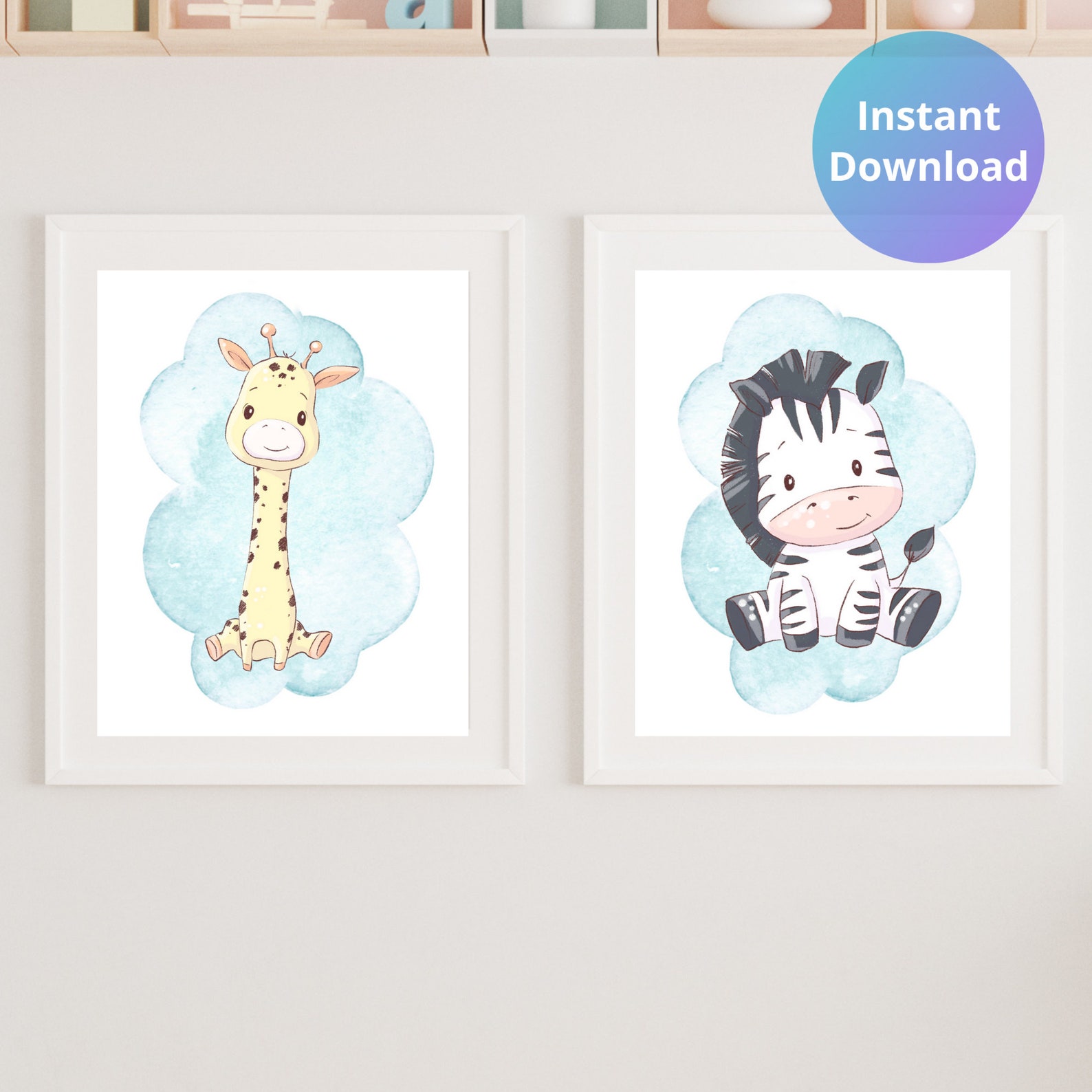 Blue Safari Animals Nursery Wall Decor Digital Downloads. Kids Etsy