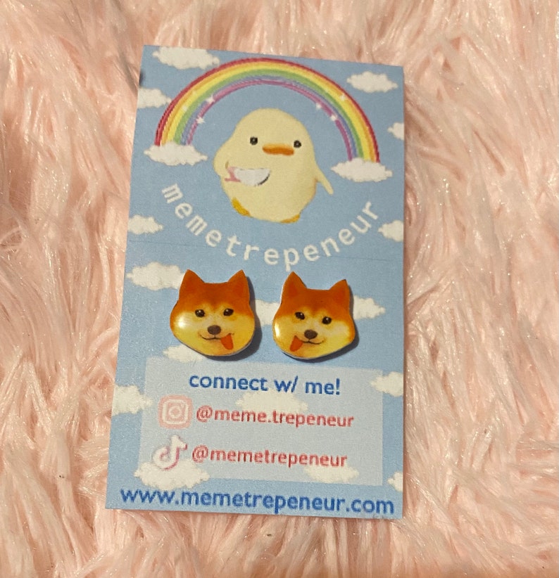 cute shiba inu tongue sticking out earrings christmas presents funny jewelry
