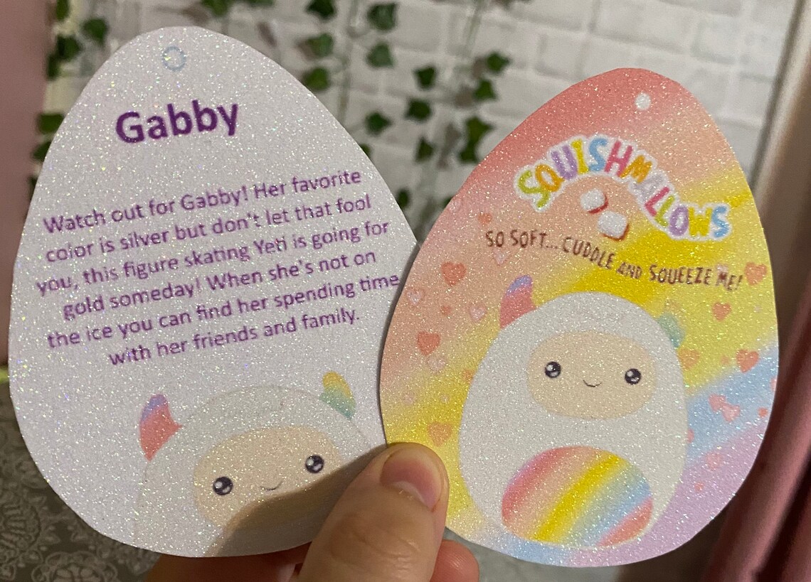 Custom Sparkly Squishmallow Tag Front Bio Tag Etsy