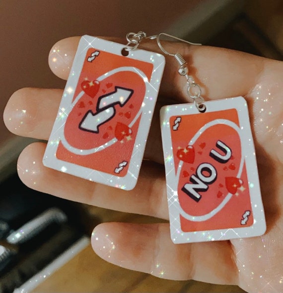 Wholesome Memes Reverse Uno Card Earrings Pink Valentines Etsy