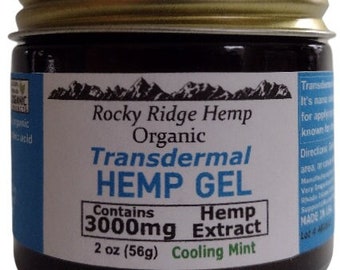 3000mg Organic Rocky Ridge Cooling Transdermal Hemp Gel Salve  MADE IN AMERICA Extra Strength Nano Hemp + Hemp Roots